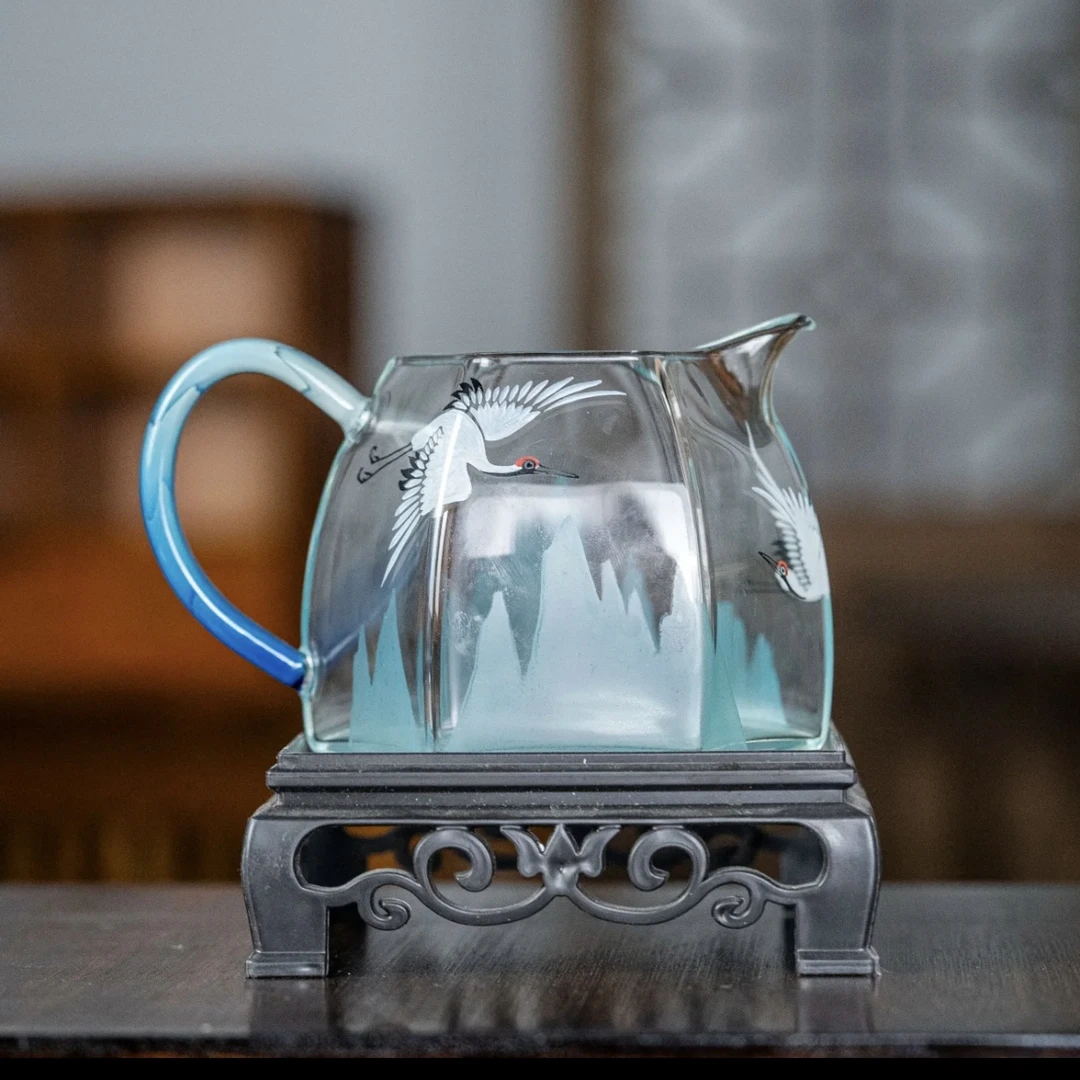 物肆青山仙鹤玻璃公道杯