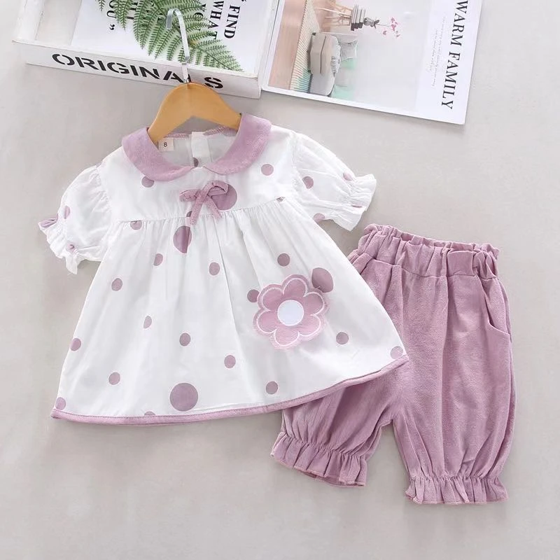 女童夏装套装2025新款婴儿童装小童夏天衣服宝宝洋气短袖两件套潮