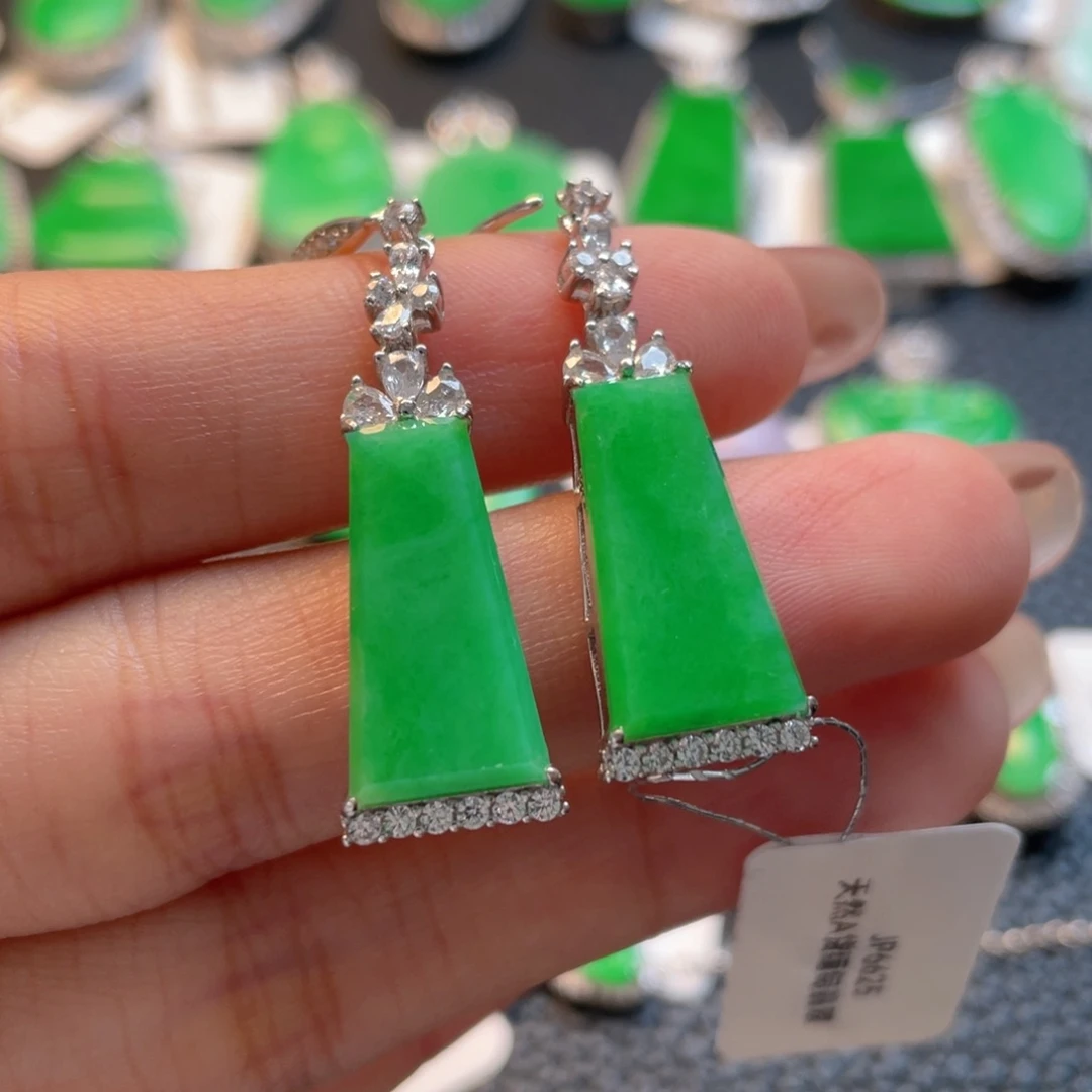 翡翠银S925镶嵌吊坠(不含链)耳坠