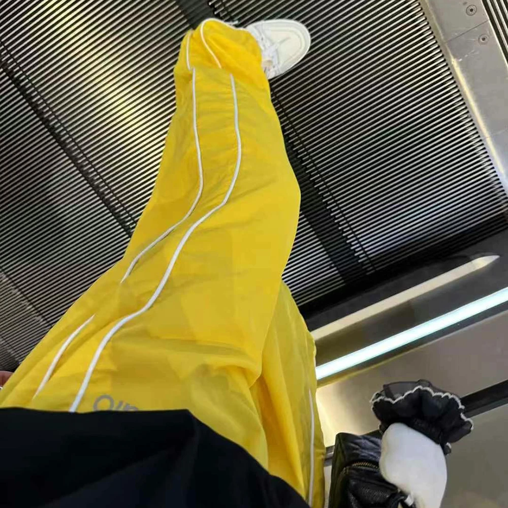 夏季2025alo多巴胺糖果色运动防晒裤宽松薄款抽绳阔腿直筒裤女