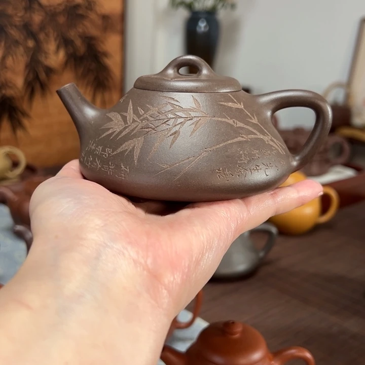 腾***茶壶紫砂天青子冶石瓢紫砂壶