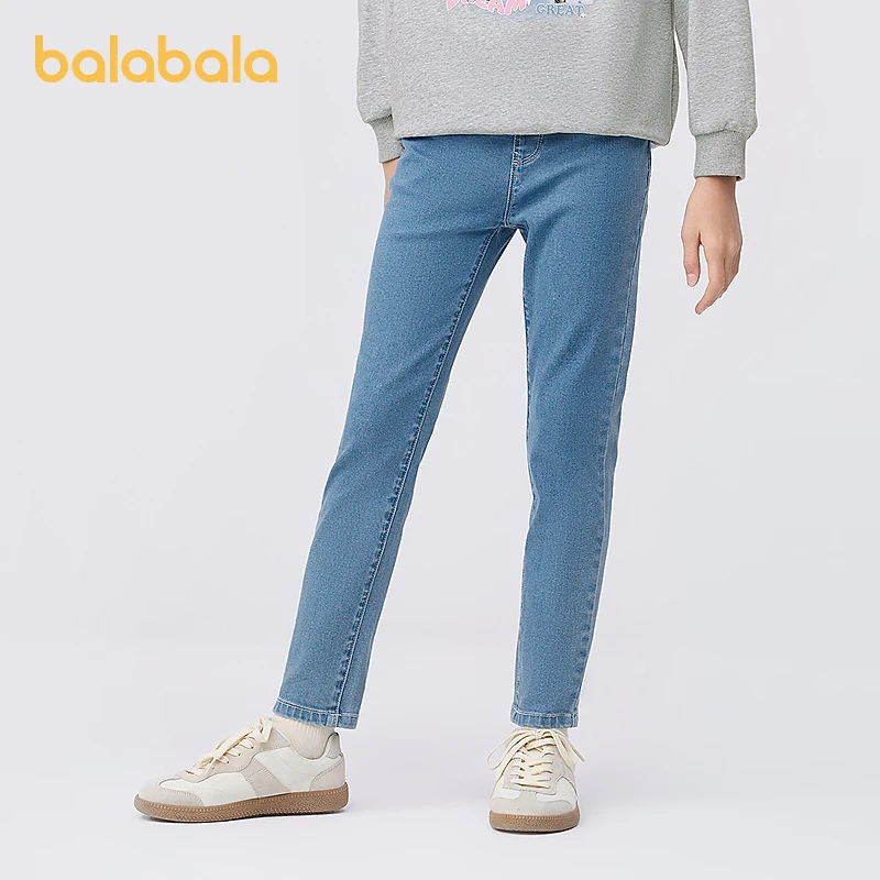巴拉巴拉女童女孩牛仔裤春装儿童小脚裤子中大童时尚绣花长裤潮流