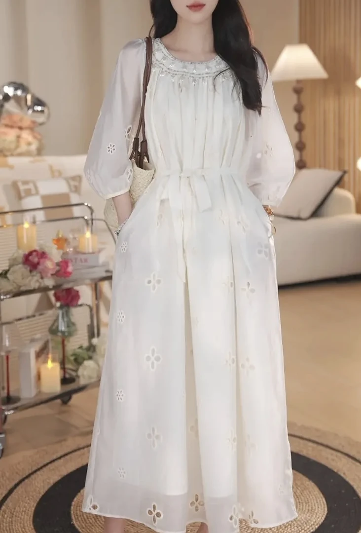 今年流行爆款法式连衣裙女2025新款春季高级感时尚小众绝美长裙子