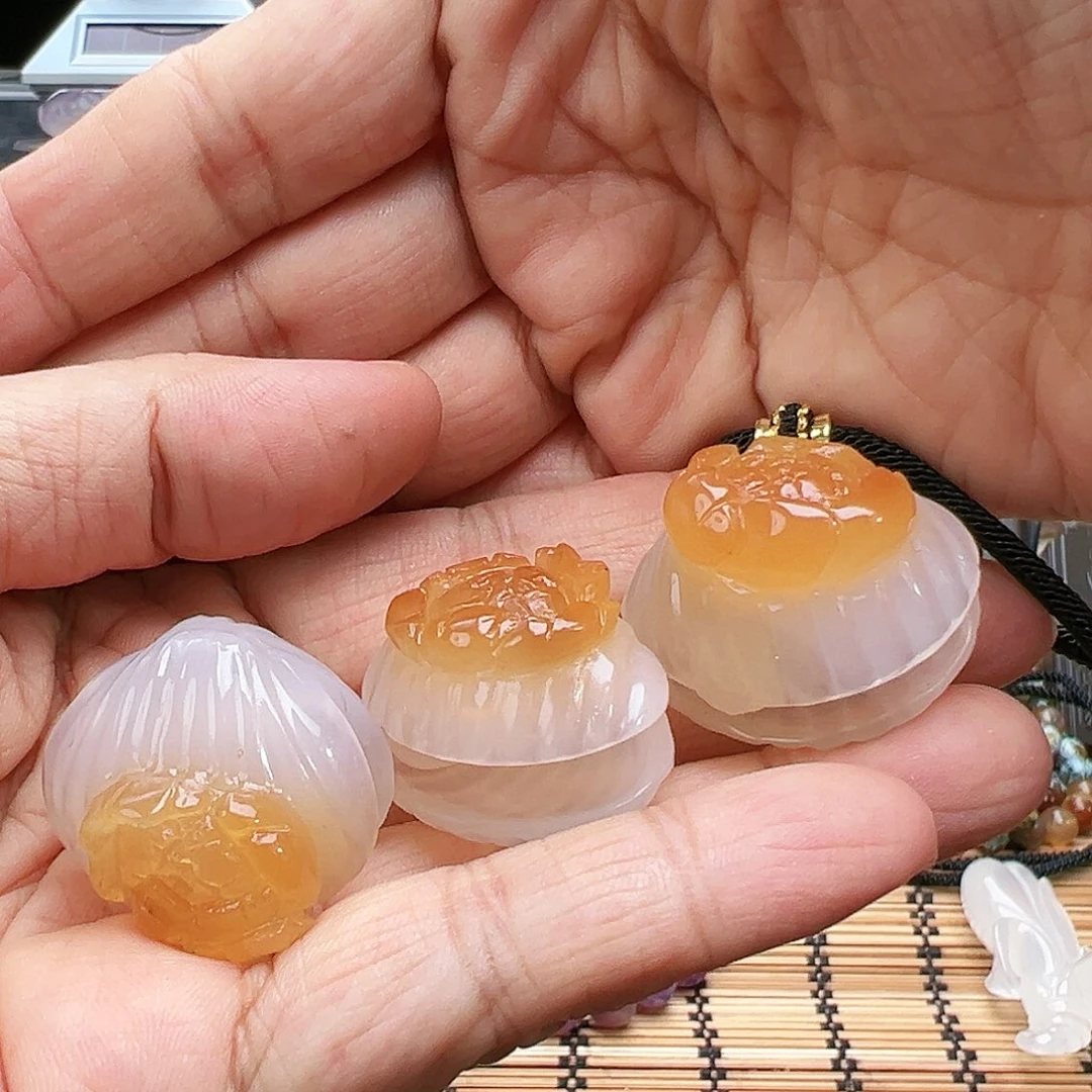 未镶嵌玛瑙/玉髓珠宝半成品随机3发一