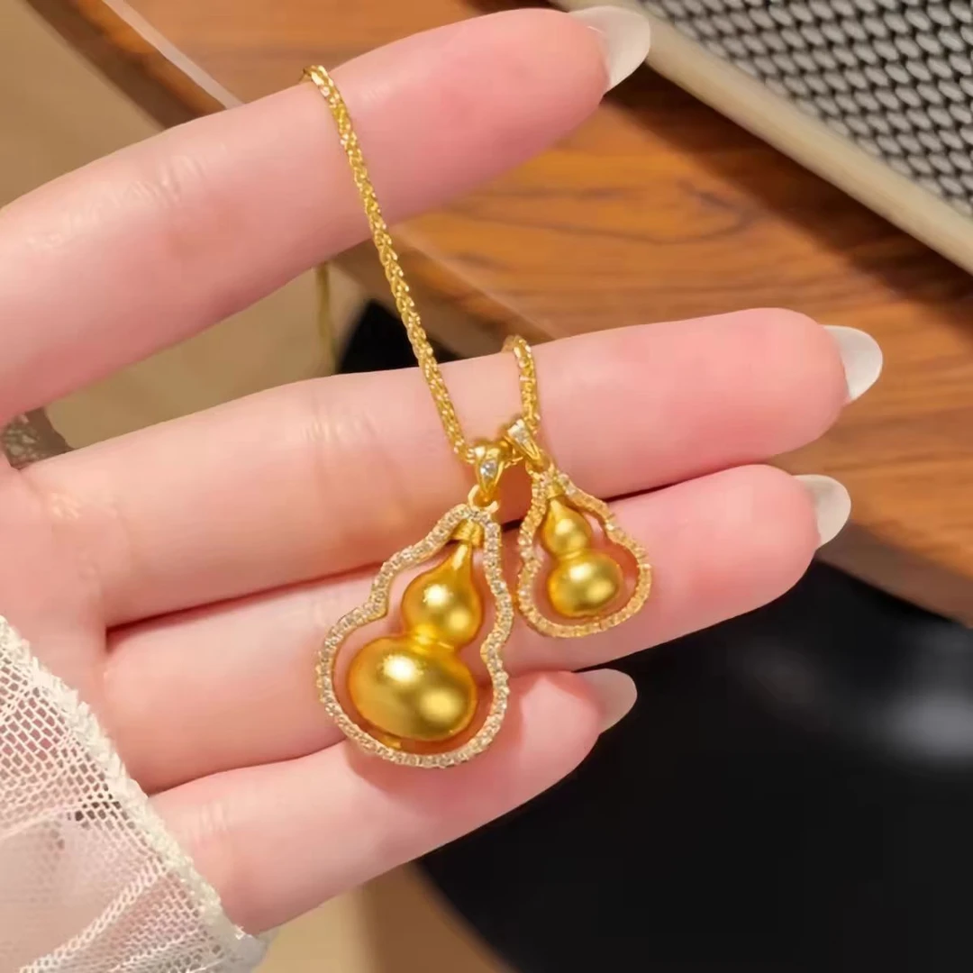 铜合金项链 双生葫芦韦雪同款女高级感项链锁骨链毛衣链