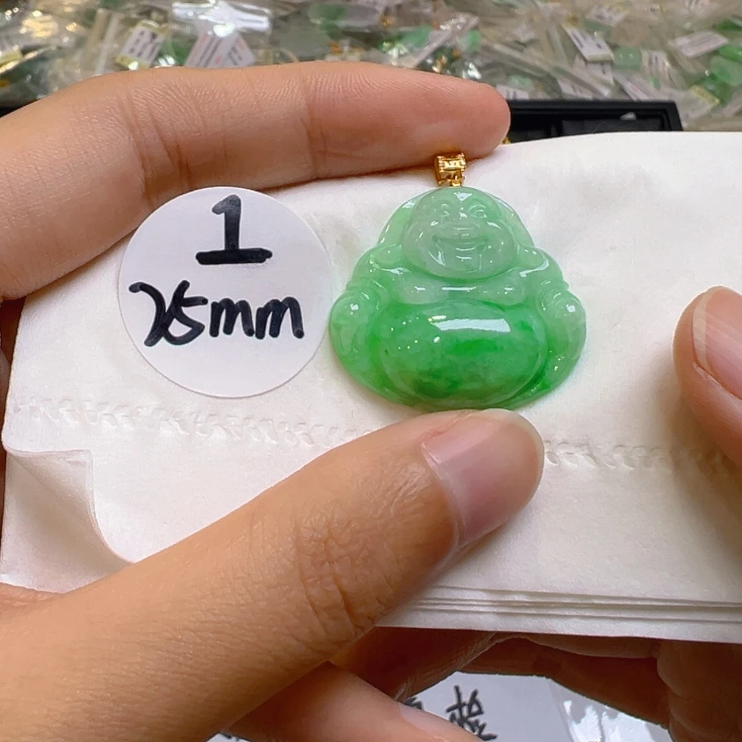 吊坠(不含链)18K金镶嵌翡翠