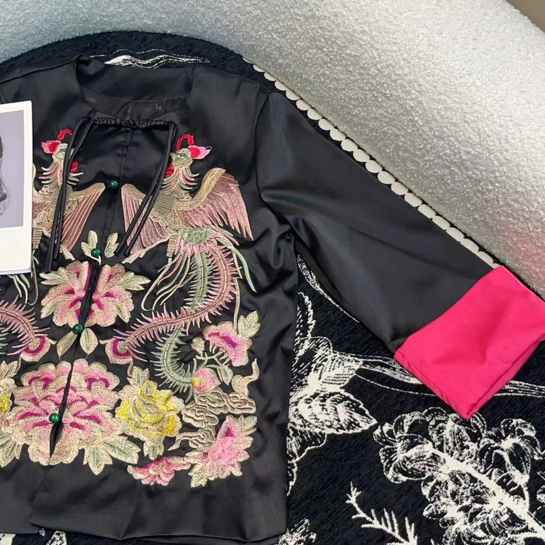 【5035】国风双凤起舞外套女春秋新款重工刺绣显瘦气质新中式上衣