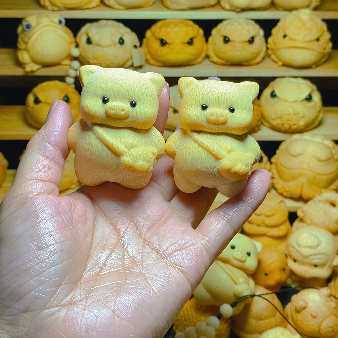 小*仔竹雕背包小猪+油