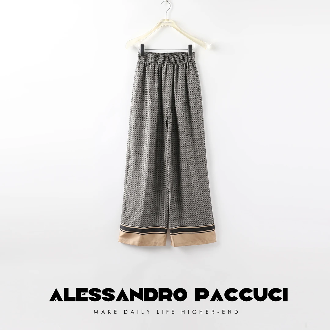 【孤品特价不退换】洛哥20996X法式慵懒桑蚕丝 老花层次感阔腿裤