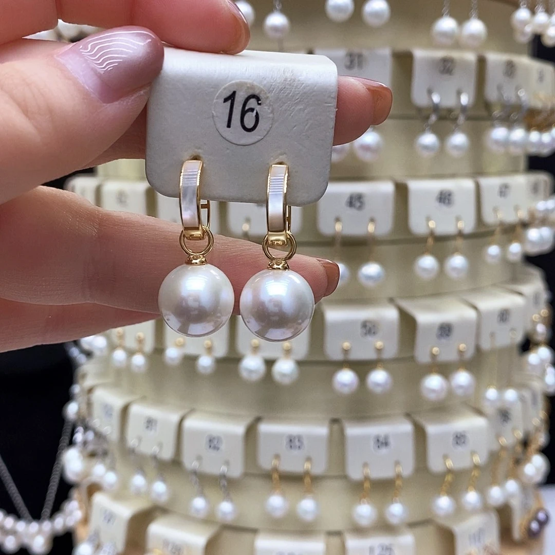 银S925镶嵌淡水珍珠耳饰