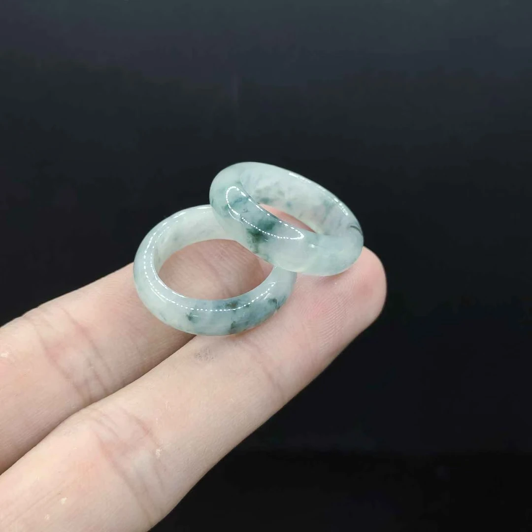 【老三珠宝】翡翠蓝花戒圈赠皮绳GS【多样性发其一】