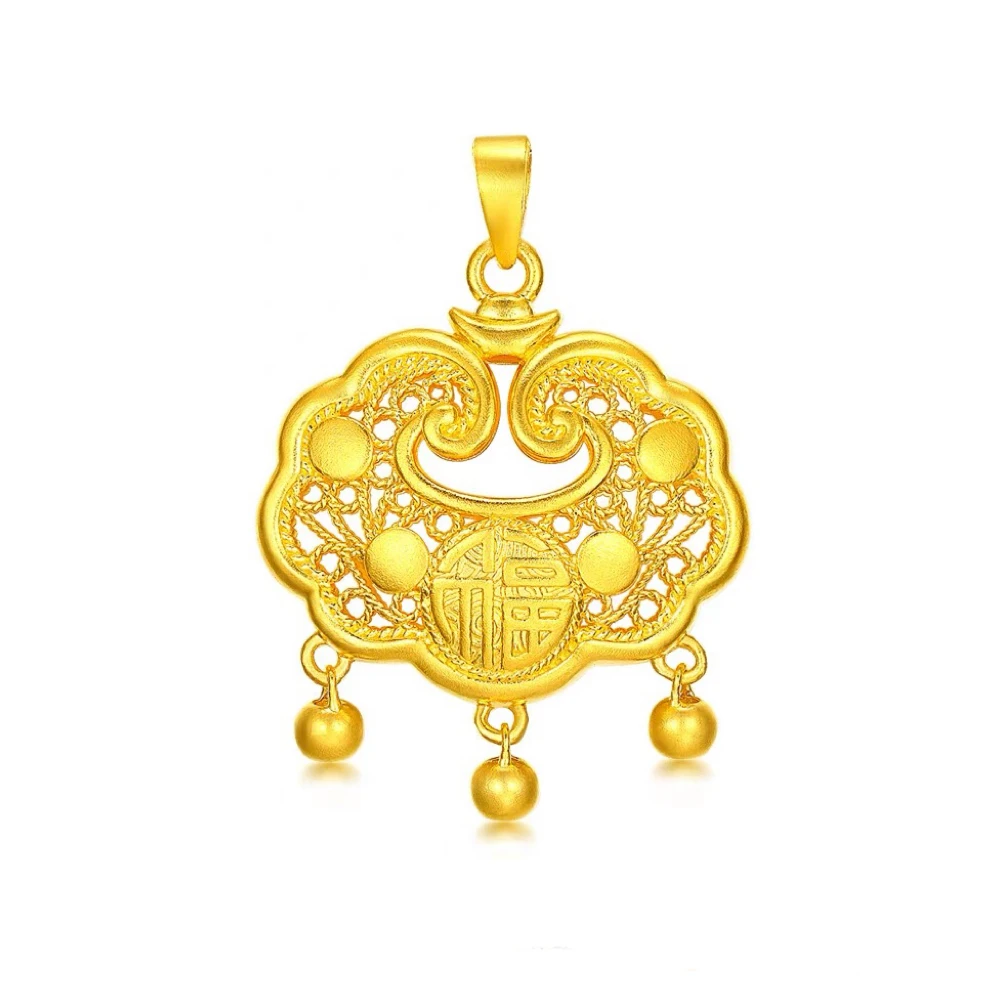 吊坠足银 平安如意锁包吊坠