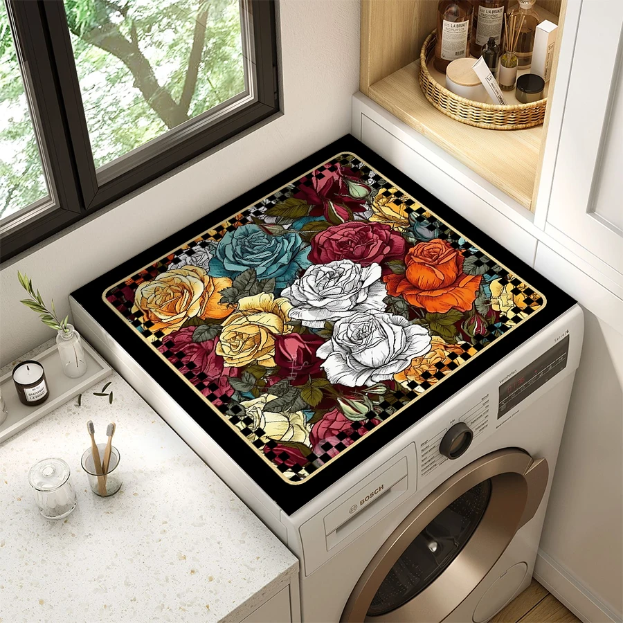 【新疆包邮】60*60复古洗衣机防尘罩垫布冰箱盖吸水垫硅藻泥