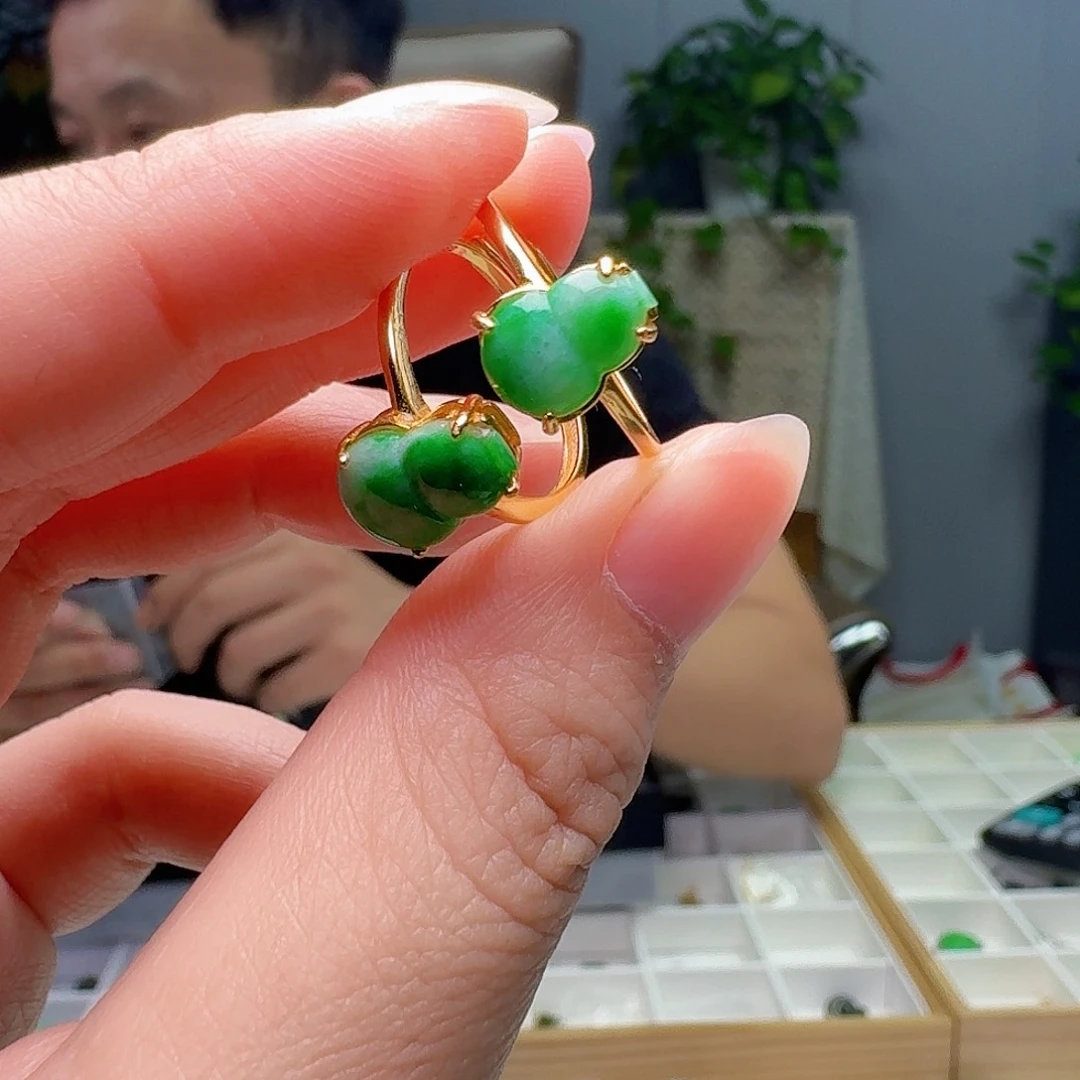翡翠银S925镶嵌戒指多样性发货其一
