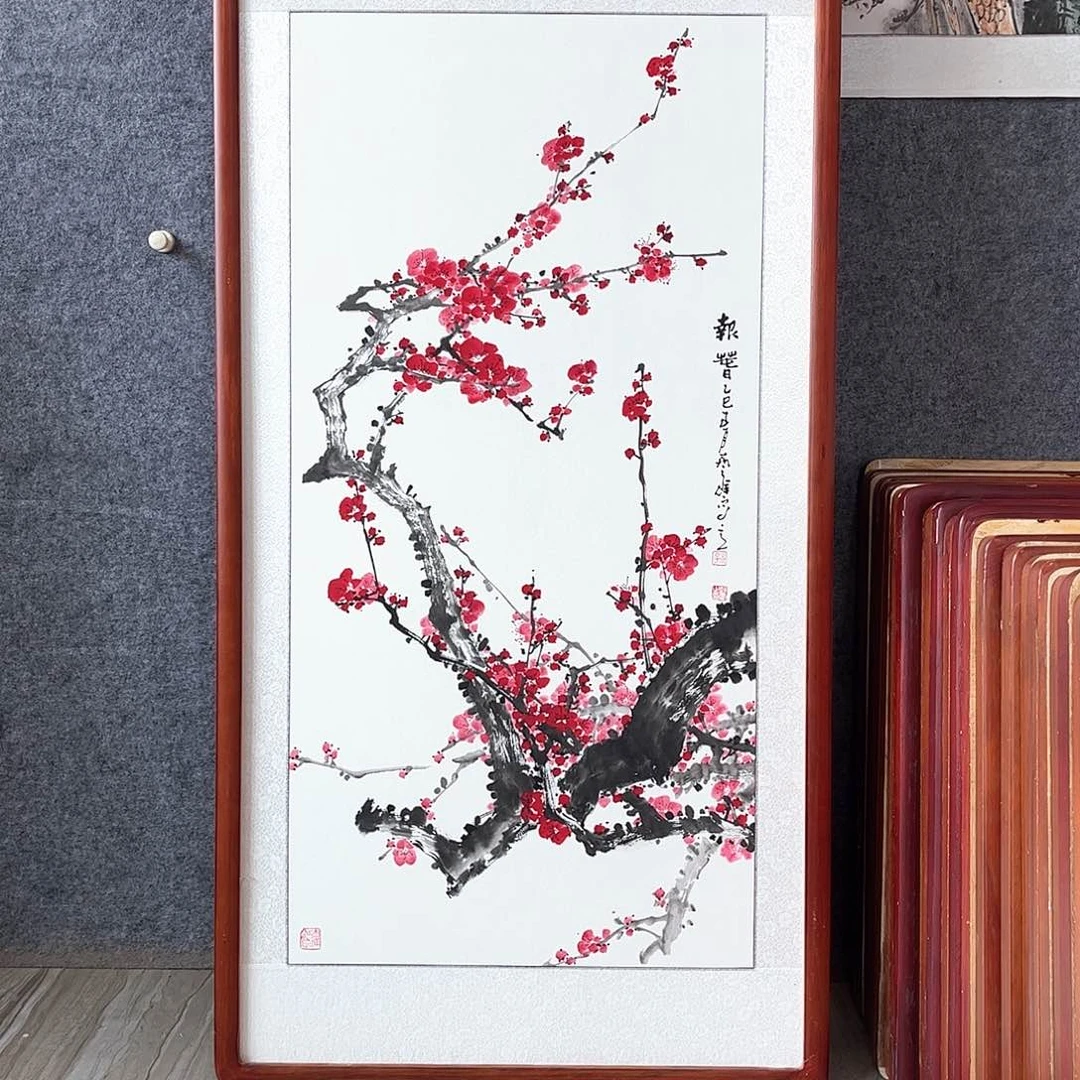 国画书画作品带框123×63厘米