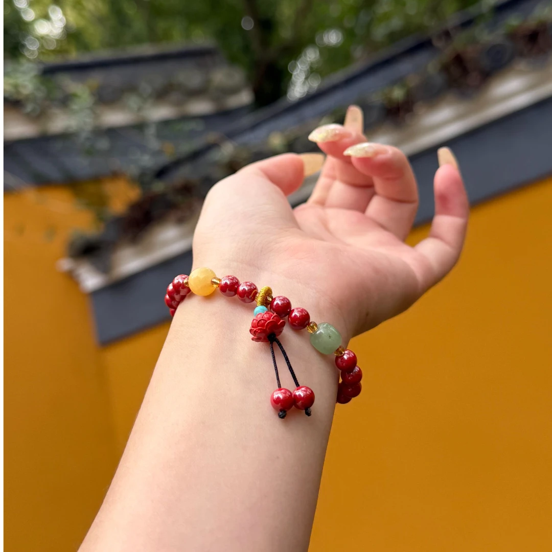 含辰砂工艺品普陀山【好运连连】朱砂手串（6mm）