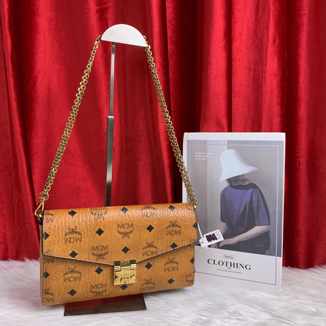 95新 MCM 干邑色信封包/WJ09607018/7018