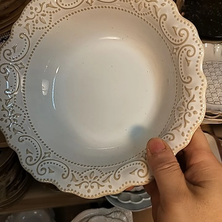 瓷片微瑕欧式花边汤碗两个一组