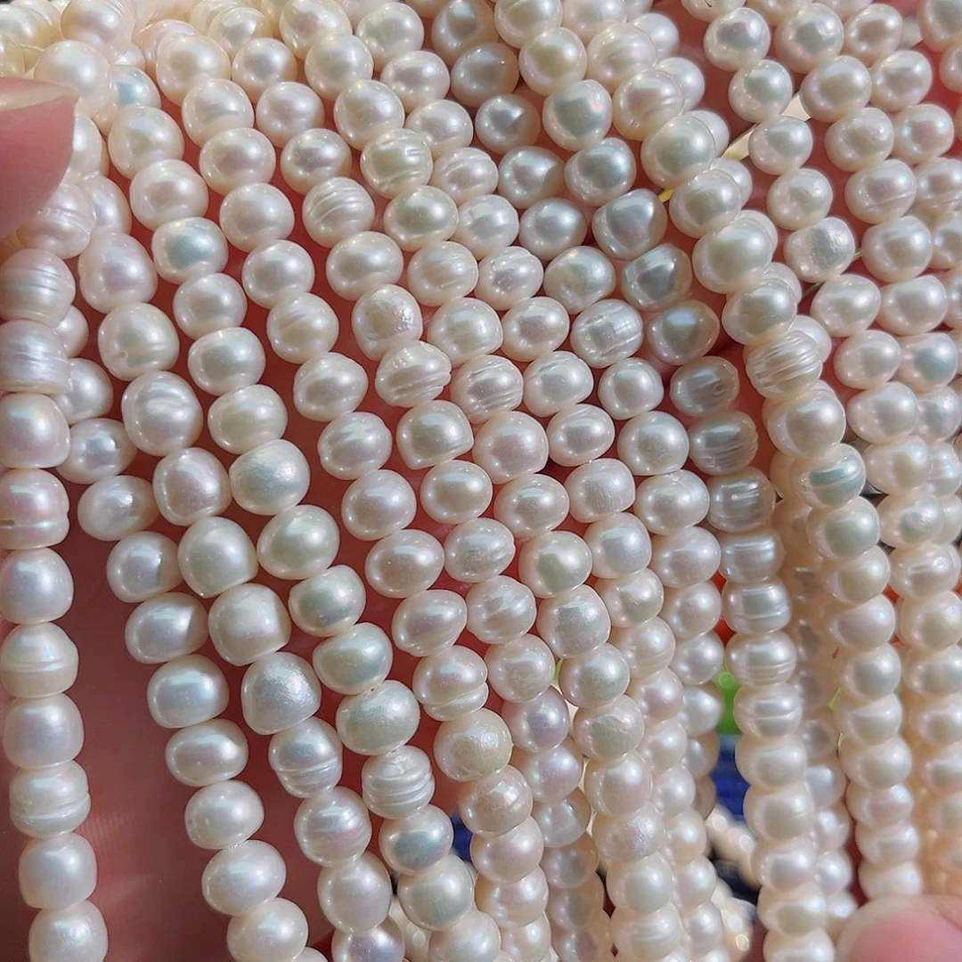 玛瑙/玉髓未镶嵌珠宝半成品淡水面包珍珠一条8.5mm