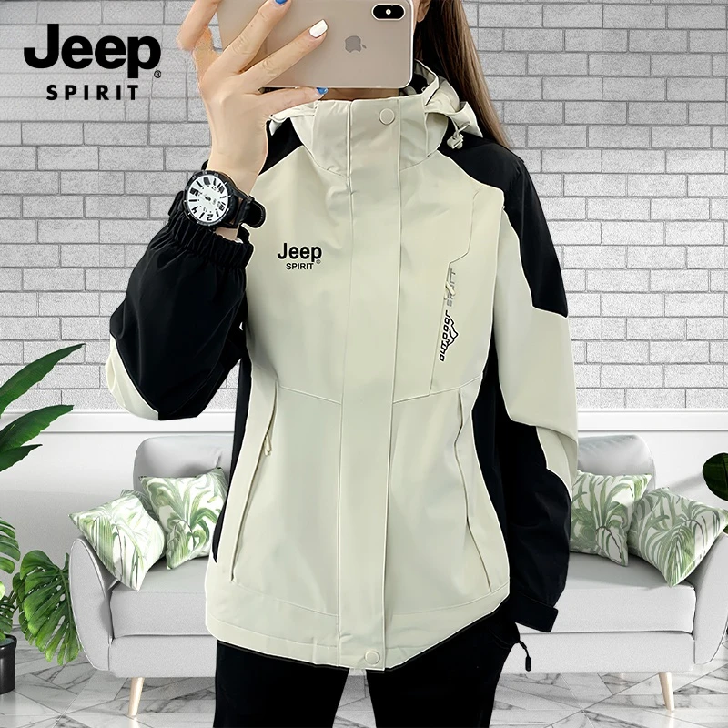 JEEP SPIRIT吉普三合一冲锋衣男女可拆卸户外夹克冬季加绒厚外套