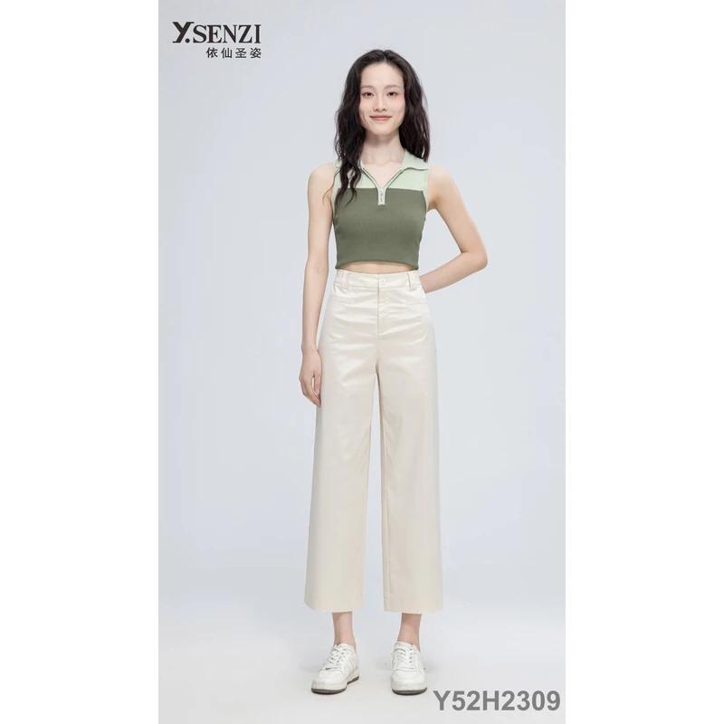 依仙圣姿Y52H2309女裤2025夏季新款高腰百搭八分烟筒时尚百搭女裤
