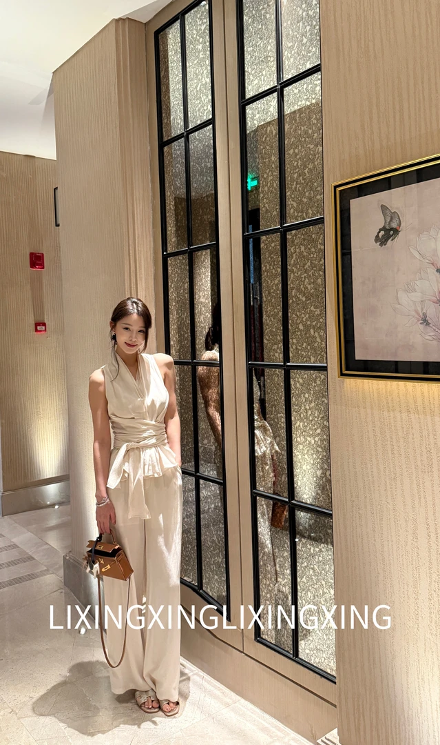 LXX【法式交叉绑带套装】INS极简风时尚夏季时尚西裤慵懒风气质