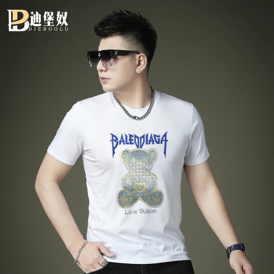 欧洲站ins2025新款夏季潮牌小香风卡通熊上衣印花高级感男装