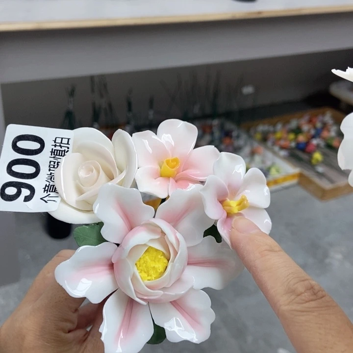 摆件手工制作陶瓷花