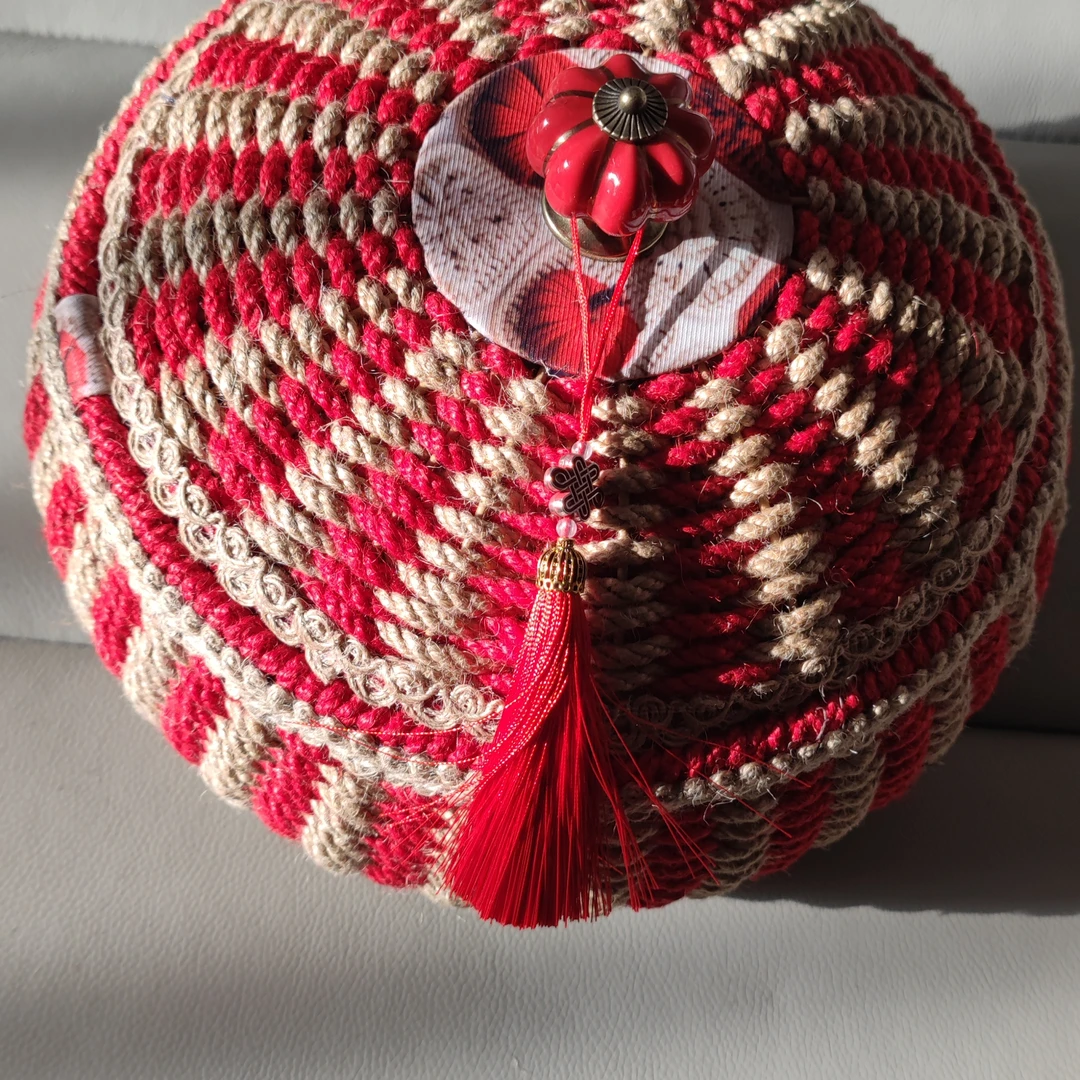 [宇莹]麻绳纯手工南瓜收纳筐零食杂物大号储物盒桌面编织收纳筐篮