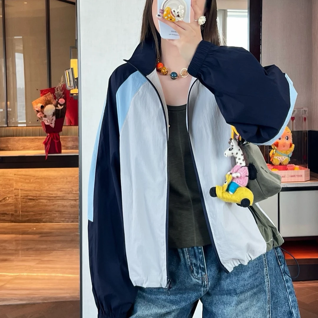 欧洲站6495#BOHAN秀秀2026春夏新品米奇印图拼色防晒外套上衣女