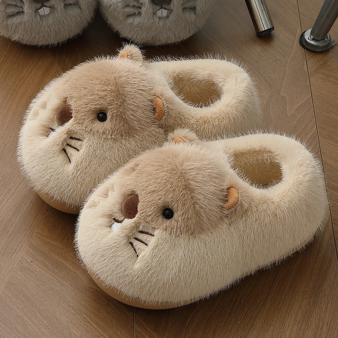 棉拖鞋女款冬季2025新款可爱厚底防滑包跟保暖毛毛绒棉鞋女士冬天