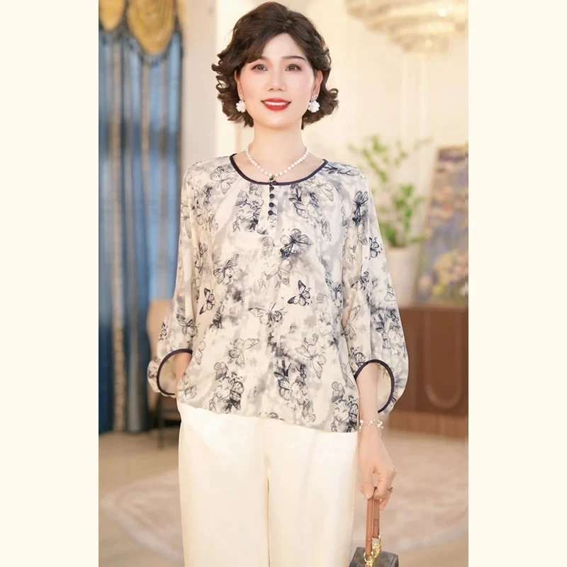 中年妈妈春夏时尚套装2025新款洋气中老年女装春夏休闲时尚套装