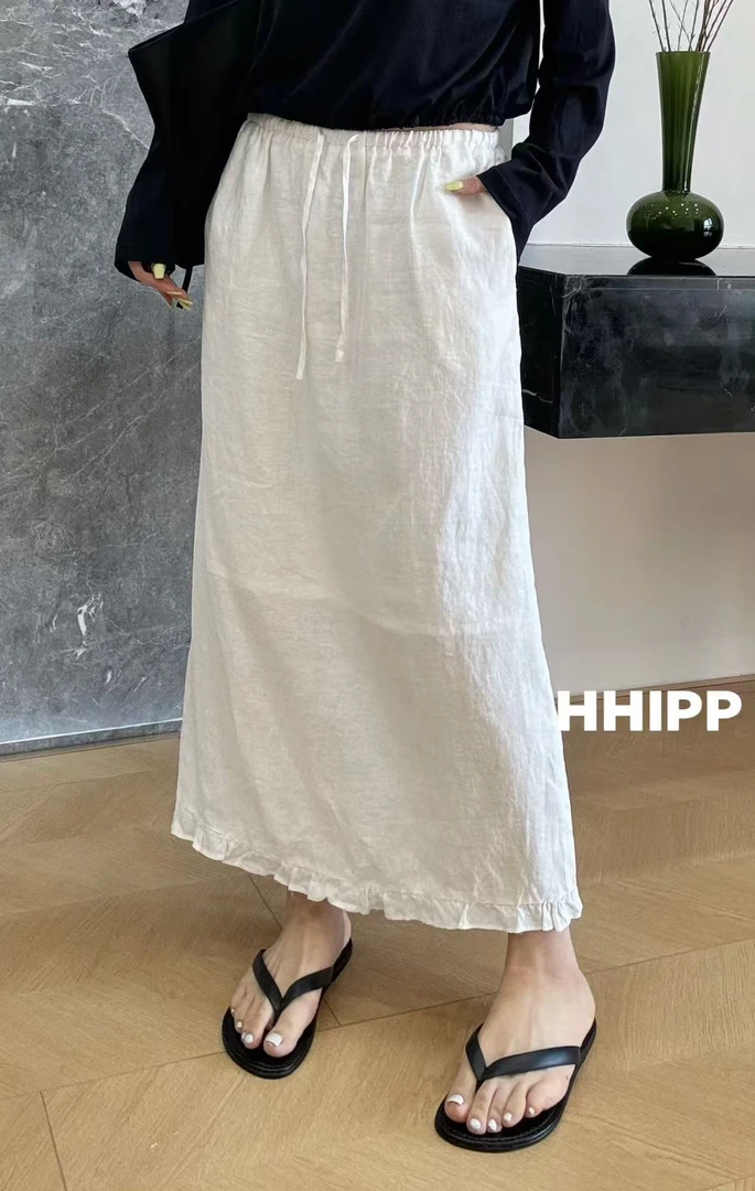 Y L家新款休闲木耳边半身裙（容易打皱，介意勿拍）