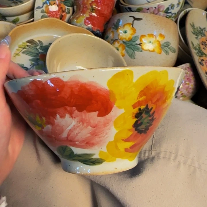 瓷片手工手绘陶瓷细微不一样