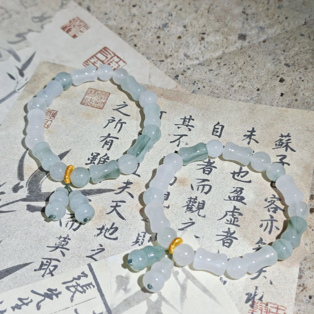 天然玉石 飘花竹节葫芦玉手串 多样性发货拍一发一T138