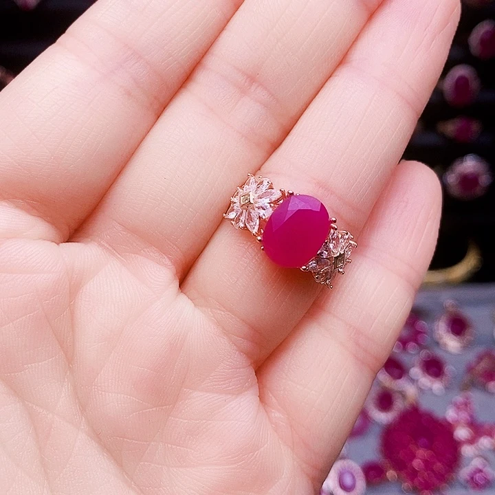 银S925镶嵌戒指红宝石