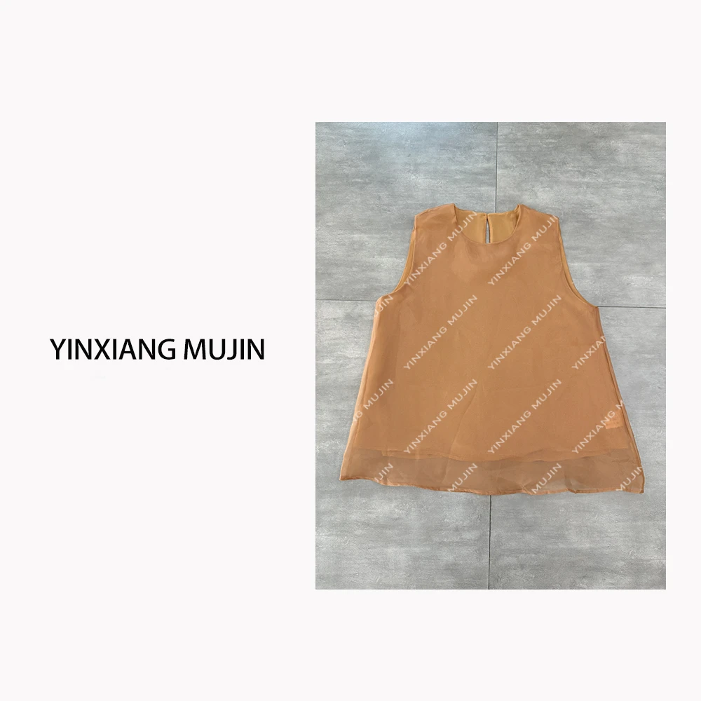 【YINXIANG MUJIN】纱质光板背心 夏季时尚无袖百搭纯色上衣女简约