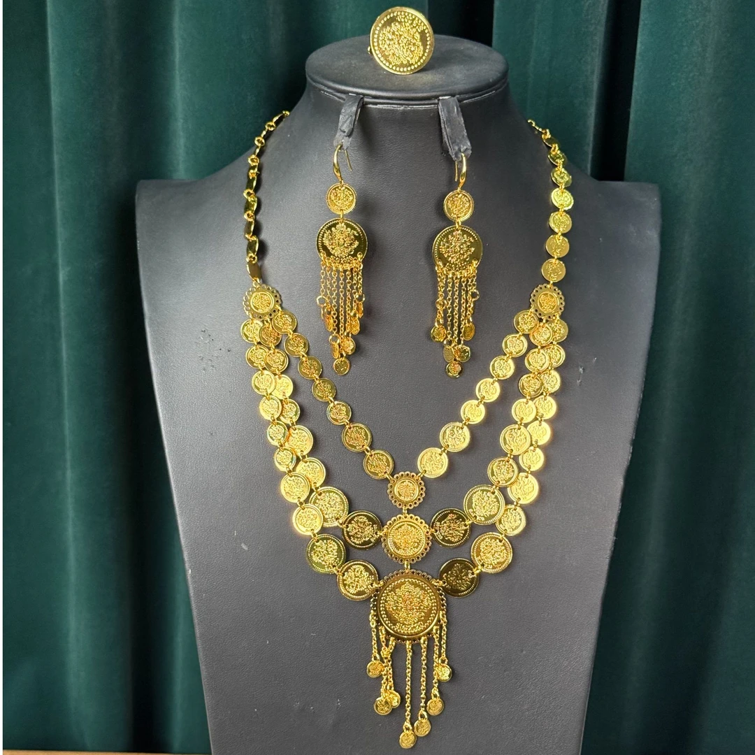 铜合金项链 TJ014 铜合金项链耳环戒指三件套首饰