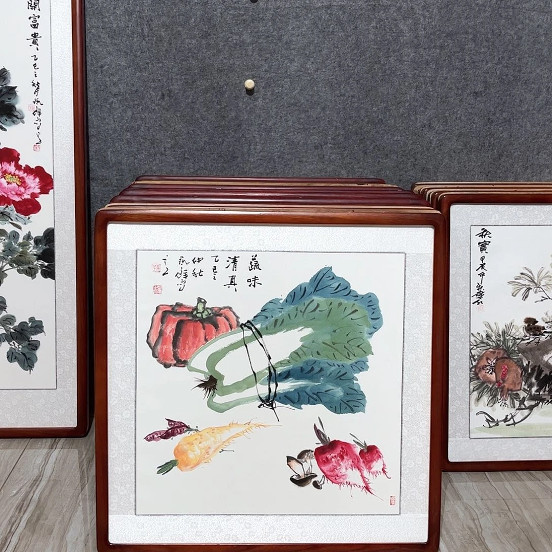 国画书画作品带框63×63