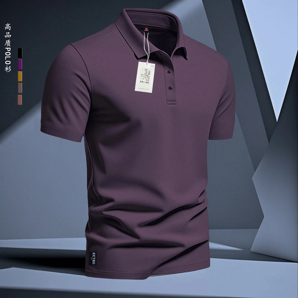 25新款纯色夏季短袖Polo衫男士翻领通勤t恤透气潮流上衣高档半袖