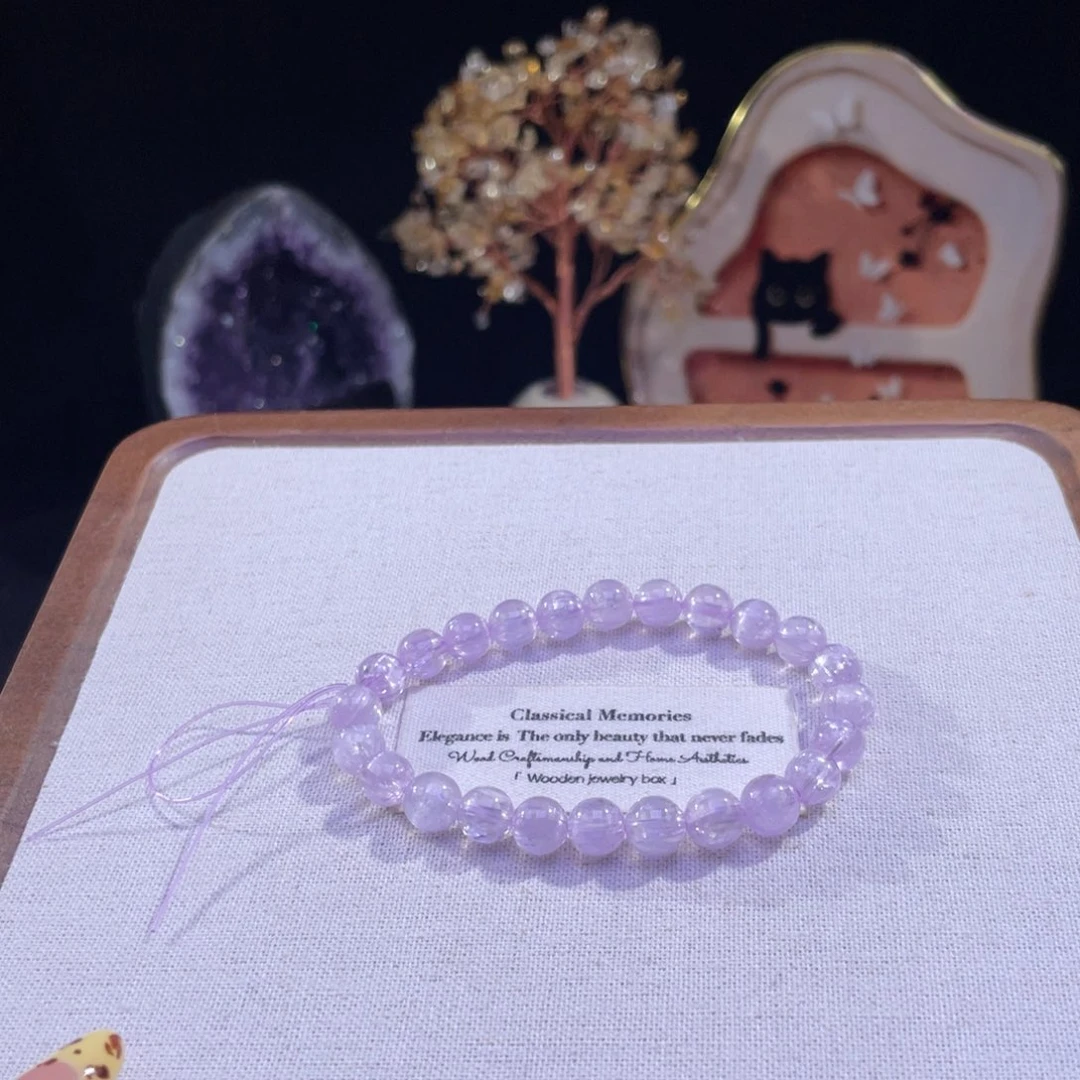 手链锂辉石未镶嵌天花板级别的拉丝猫眼紫锂辉