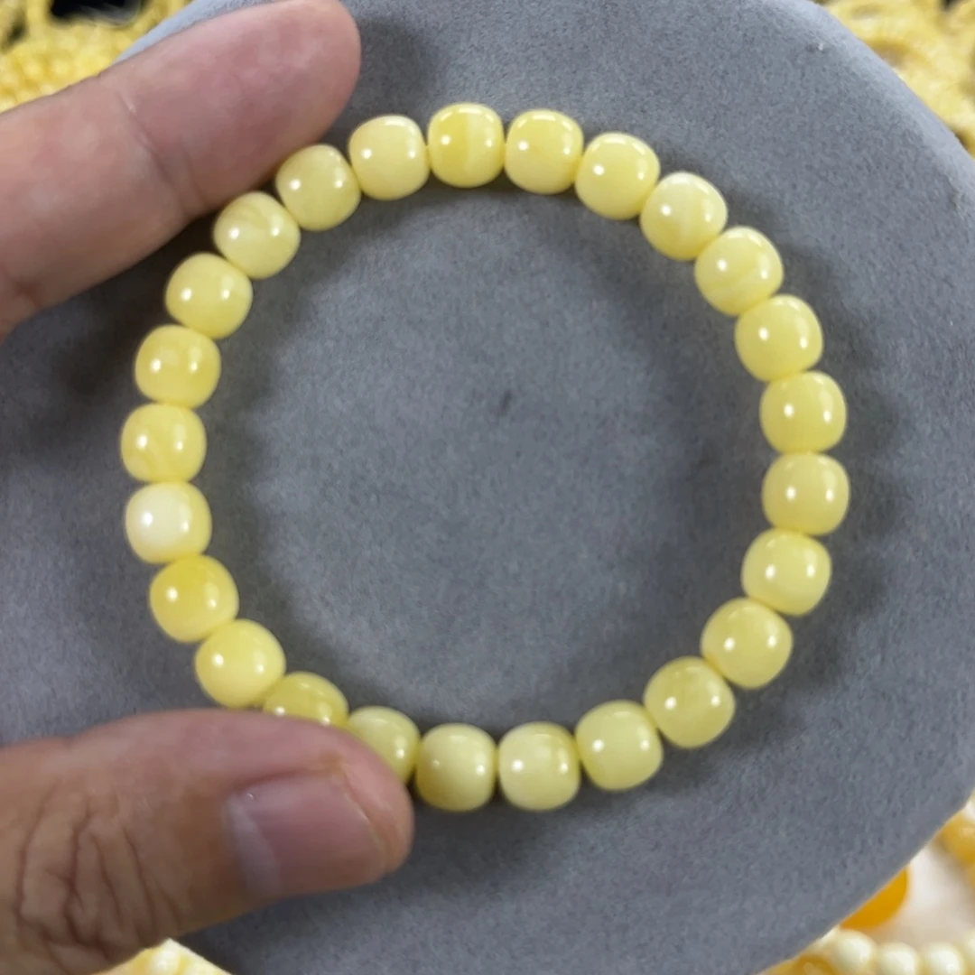 蜜蜡手串未镶嵌纯天然俄料奶白高桩