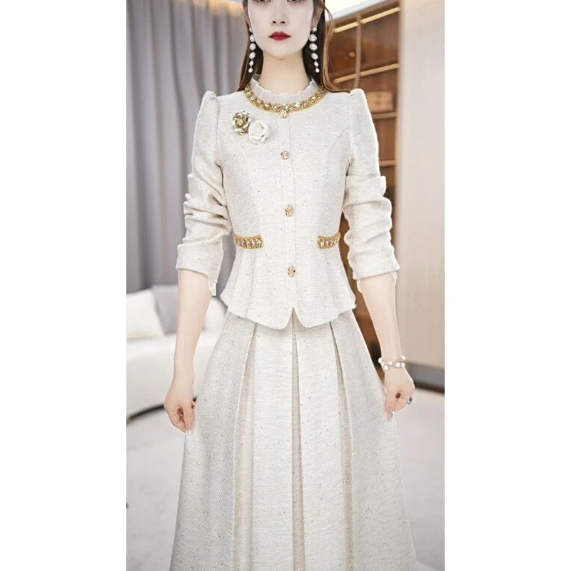 【上下两件套】春款花边领设计感减龄显瘦通勤女装套装裙M-4XL