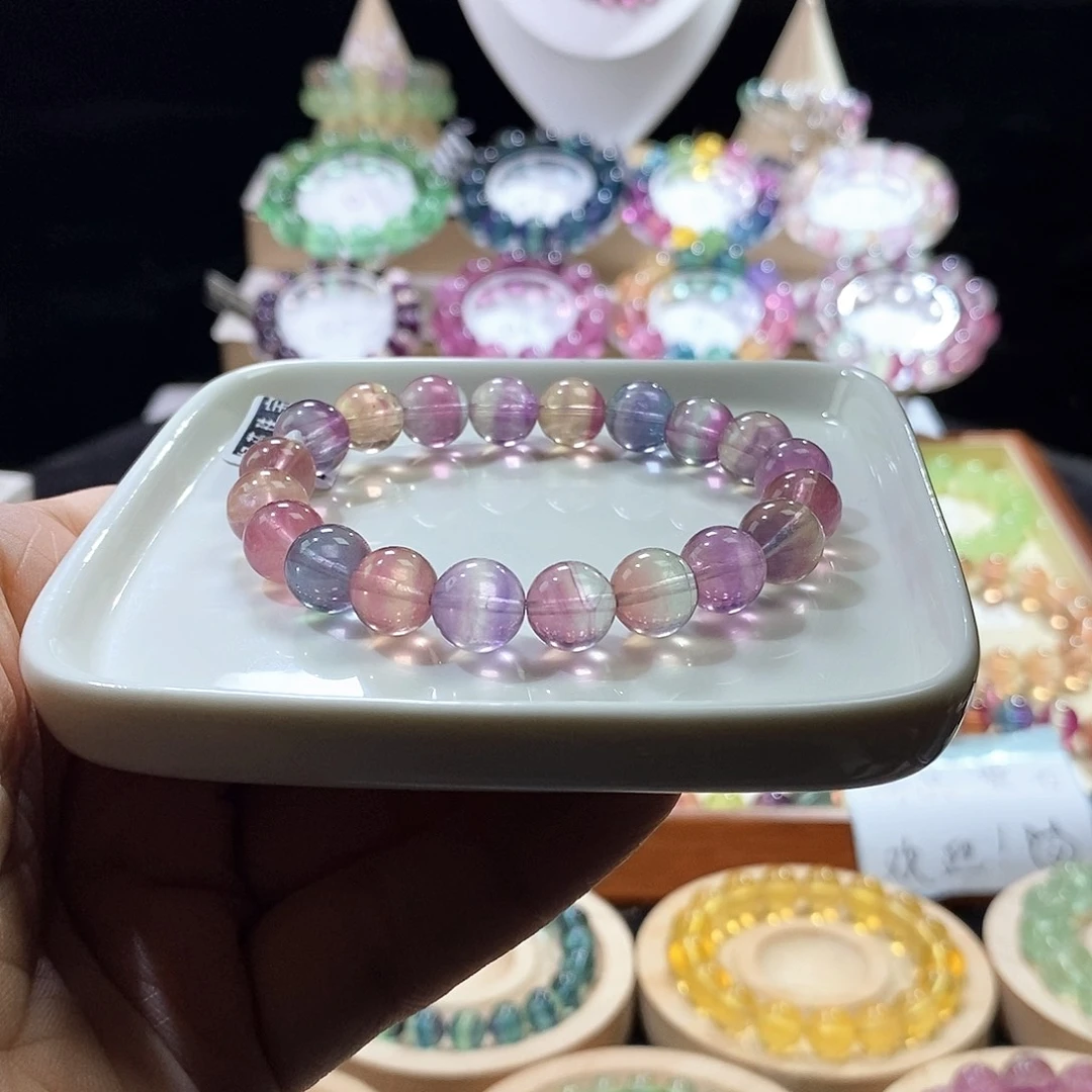 手链未镶嵌萤石10mm粉彩西瓜