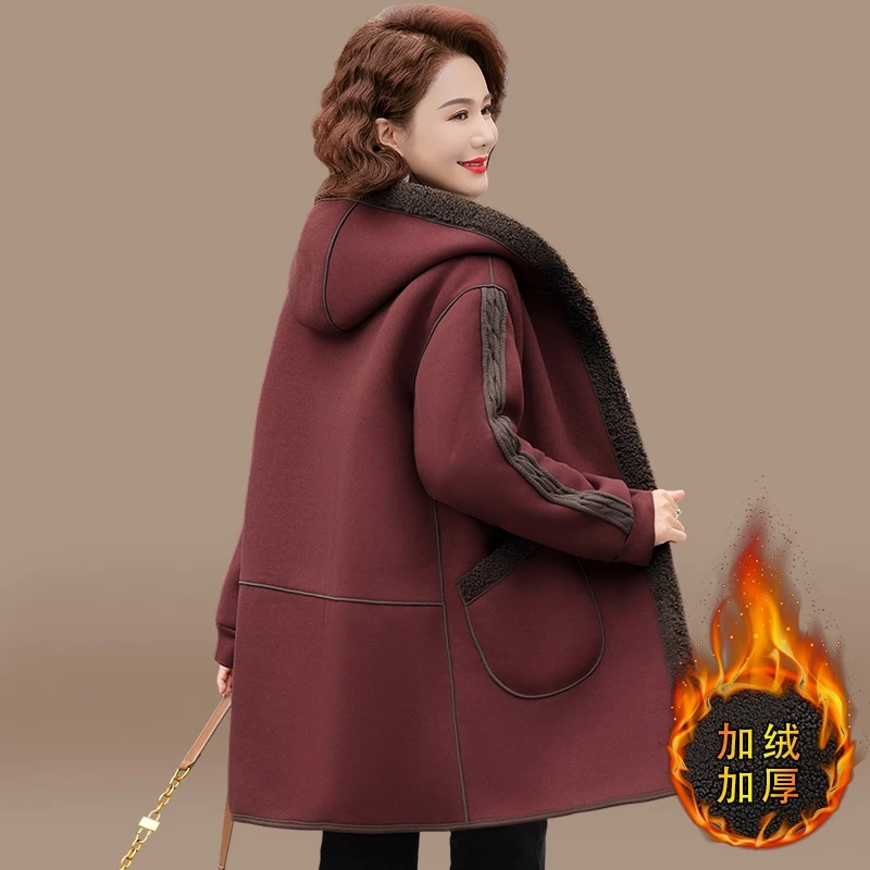 妈妈冬装羊羔绒外套中老年女装秋冬季双面穿洋气高贵保暖大衣棉袄