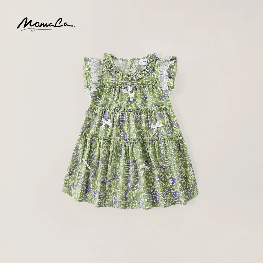 MOMOCO夏季2025新款甜美清新度假风小飞袖薄款连衣裙77630484034
