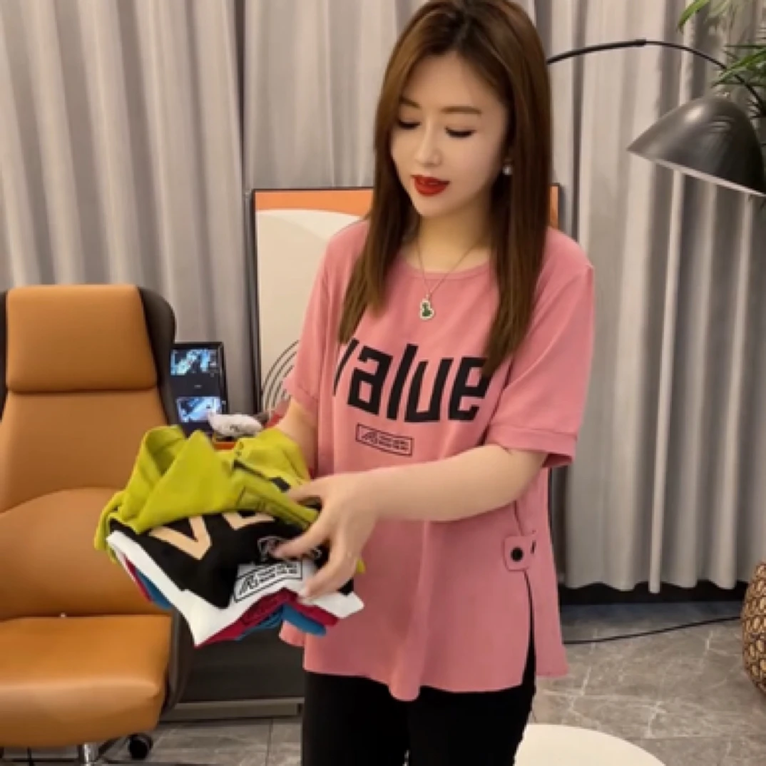 夏季新款韩系宽松显瘦多色百搭字母印花休闲女T恤上衣