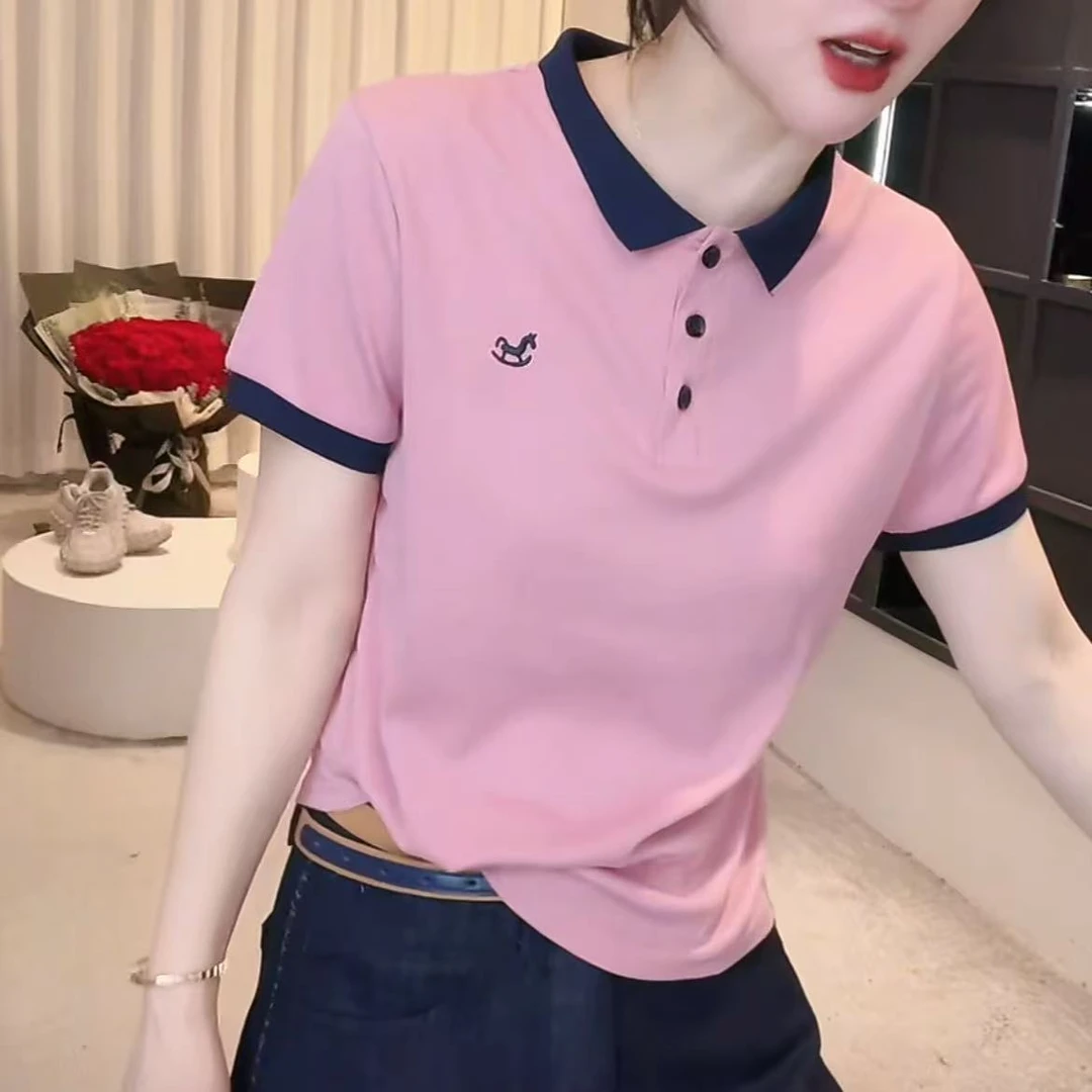 小小泽兰 春夏款衬衫领设计感时尚百搭短袖显瘦上衣款女