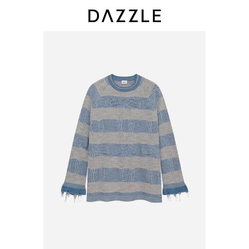 DAZZLE 地素毛衣25浅灰色针织提花套衫针织衫2J1E471
