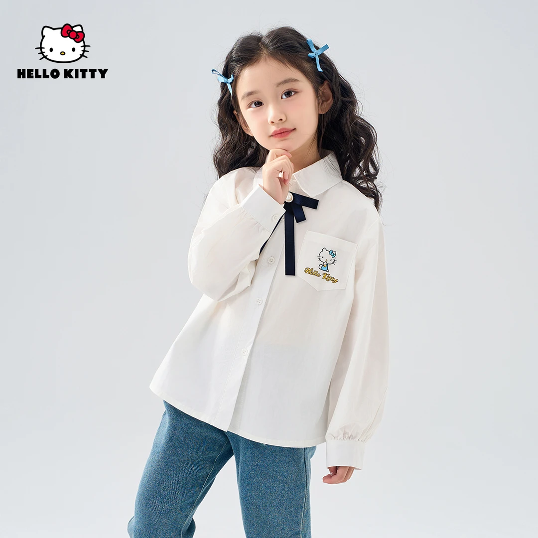 AD HelloKitty春季新款女童百搭长袖上衣中大女宝衬衫AC4325MK176